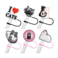 Cute Cat Silicone Straw Cover Set Decorative Straw Topper Variant Style 6Pcs Pack - 8mm Silicone / Style 2