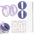 40oz Tumbler DIY Lid Accessory Set with Rhinestone Letter Stickers and Glass Straws - Combination 2
