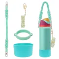 Handmade braided water bottle strap set with silicone boot, cup ring, and lipstick pouch accessories. - Style 45