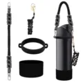 Handmade woven water bottle strap and silicone boot set with lipstick pouch for tumbler. - Style 46