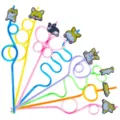 Creatieve tekenfilm hond rietjes kleurrijke gekrulde grappige drankrietjes feestaccessoires - Stijl 1 / 24 stuks/set