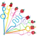 Colorful strawberry letter shape novelty loop drinking straws set for party decor - Style 5 / 24 Pieces/Pack