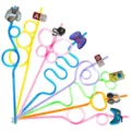 Colorful game themed creative plastic drinking straws with cute cartoon charms for party decor. - Style 3 / 24 Pcs/Set