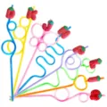 Colorful cartoon letter strawberry plastic drinking straws, creative party drinkware variants. - Style 6 / 24 Pieces/Pack