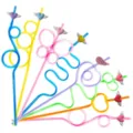 Cannucce ricce creative e colorate con simpatiche decorazioni a cuore alato per festa. - Stile 1 / 24 Pezzi/Confezione