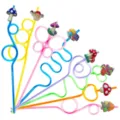 Colorful cartoon mushroom crazy drinking straws set, creative party drink accessories. - Style 2 (24 Pcs)