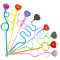Colorful novelty heart drinking straws set for birthday party decoration and beverage fun. - Style 3 / 24 Pcs/Set
