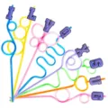 Colorful creative letter drinking straws set, fun loop shaped party accessories for kids. - Style 3 (24 Pcs)
