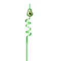 Green avocado sequin straw variant, cute reusable plastic bendable drinking straw for kids and parties. - Avocado