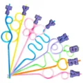 Colorful novelty drinking straws with letter decorations, perfect for party and home use. - Style 7 (24 Pcs)