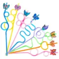 Colorful cartoon butterfly drinking straws creative crazy loop plastic straw party drinkware - Style 1