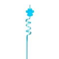 Blue paw shaped PET plastic spiral straw detail, cute kids party drinking straw accessory. - Blue
