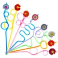 Colorful daisy shaped drinking straws variant, perfect for birthday party decorations. - Style 3 / 24 Pcs/Set