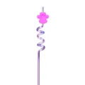 Detailed close-up view of the cute pink paw print spiral plastic straw for kids party. - Pink