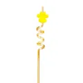Detail view of the creative spiral plastic straw featuring a cute yellow paw print decoration. - Yellow