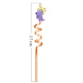 Cute cartoon dinosaur reusable plastic spiral drinking straw, vibrant orange color, length 27cm. - 5
