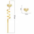Cannuccia da festa curva trasparente con paillettes a cuore colore giallo misura 27 cm - Giallo