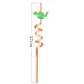 Cute cartoon dinosaur spiral drinking straw for kids, colorful plastic reusable party straw 27cm - 10