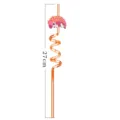 Colorful plastic spiral drinking straw with cute cartoon dinosaur design, 27cm length. - 2