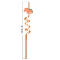Orange curly plastic drinking straw with cute cartoon dinosaur design, 27cm kids party cup supply - 9