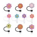 Simpatici copricanuccia in silicone fiore sorridente, punte per cannucce antipolvere colorate. - Stile 1