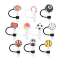 Set di copri-cannucce in silicone sportivi cartoon, tappi antipolvere riutilizzabili. - modello 2