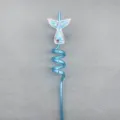 Blue mermaid tail glitter straw, fun curly drinking straw for kids party and bar decor. - Blue