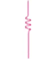 Pink spiral plastic drinking straw, creative PET bendy straw for party and drinks. - Pink