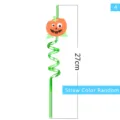 Halloween party decorative plastic spiral straw funny pumpkin cartoon design 27cm length - Style 4