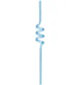 Blue spiral PET drinking straw, transparent creative curved straw for party and daily use - Blue