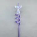 Children's mermaid tail spiral drinking straw glitter party decoration purple drinkware - Purple