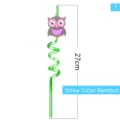 Cute cartoon owl plastic spiral drinking straw, fun party accessory, random color, 27cm. - Style 7