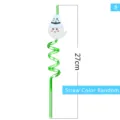 Halloween party decoration drinking straw, cute cartoon ghost design, green plastic spiral straw, 27cm. - Style 8