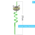 Halloween green spiral drinking straw with cute black cat charm party accessory 27cm - Style 9
