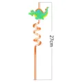 Cute cartoon dinosaur plastic drinking straw, spiral design safe material for kids party drinks. - Random Color