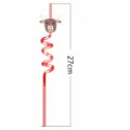 Pajita de espiral roja para fiesta de navidad con reno de dibujos animados 27cm decoración. - Estilo Reno Uno
