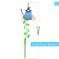 Halloween party decorative plastic drinking straw with funny blue monster design 27cm long - Style 13