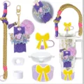 Silikon Schutzhülle Gurt Schleife Strohhalmabdeckung Namensschild Schlüsselanhänger Set - Kombination 1 (7-teiliges Set)