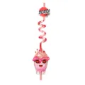 Valentine's Day reusable plastic spiral drinking straw with cute milkshake card gift set. - Style 8