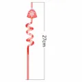 Pajita de espiral de PVC rojo para fiesta navideña con bonito adorno de campana copo nieve - Estilo Campana de Navidad