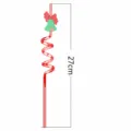 Paja rizada de fiesta de Navidad con campana y lazo, accesorio de bebida PVC de 27 cm. - Estilo de Campana Verde
