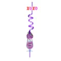Valentine's day spiral plastic straw with cute cup card and topper, reusable party gift. - Style 13