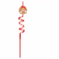 Pajita de fiesta de Navidad con diseño de corona de dibujos animados PVC y espiral flexible. - Estilo Corona de Navidad