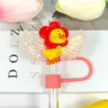 Cute cartoon chick straw topper with glitter wings, acrylic creative dustproof straw cover cap. - Pattern 1
