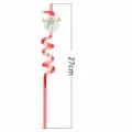 Pajita de fiesta de navidad de PVC con lindo diseño de muñeco de nieve, espiral roja de 27 cm. - Muñeco de Nieve Estilo Dos