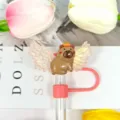 Cute capybara straw cover with acrylic wings and funny expression for standard cups. - Pattern 4