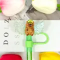 Cute cartoon acrylic wings straw cover dust cap creative animal drinkware decorative accessories - Pattern 8