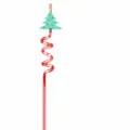 Paja de beber rizada de árbol de navidad PVC decoración de fiesta bebida roja festiva. - Estilo Árbol de Navidad Cinco