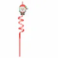 Pajita de fiesta de navidad de plástico con lindo Papá Noel de dibujos animados, 27cm - Estilo Papá Noel Cinco