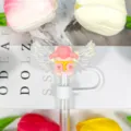Funny cartoon angel wings straw topper cute acrylic drinking straw dust cover cap - Pattern 12